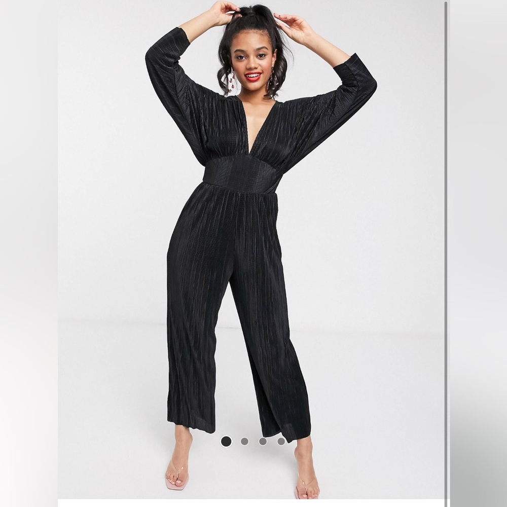 ASOS DESIGN Kimono Plisse Jumpsuit